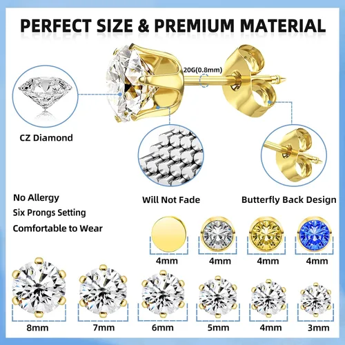 Vista 3 de Self Ear Piercing Gun Kit with 12 Pairs of CZ Ear Stud Piercing Tools with Multi-Purpose Ear Gun for Salon and Home Use