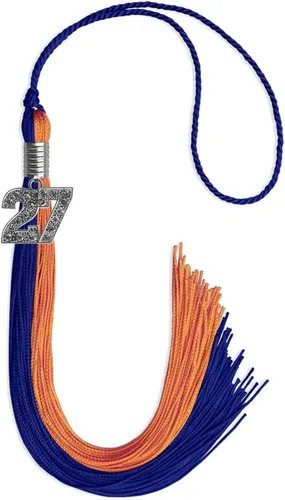 Vista 127 de Endea Graduation Borla de doble color con dije de plata brillante (negro/oro antiguo, 2025)