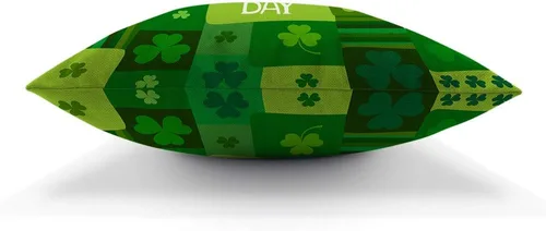 Vista 6 de Moslion Shamrock - Funda de almohada decorativa para el día de San Patricio, diseño de hojas de la suerte, funda de almohada de lino y algodón