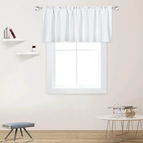 Vista 76 de DECOVSUN Cenefa morada para ventanas de 60 x 18 pulgadas, aislamiento térmico sólido, bolsillo para cortinero, cenefa corta para cocina, cenefa