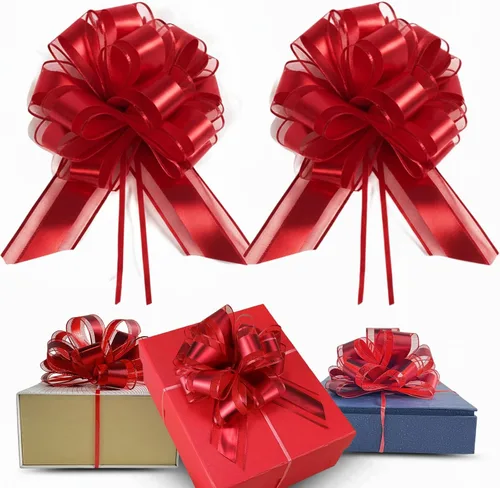 Vista 8 de Paquete de 12 lazos grandes de 6 pulgadas para envolver regalos, lazos de cinta para cestas de regalo de boda, lazos de envoltura de regalo