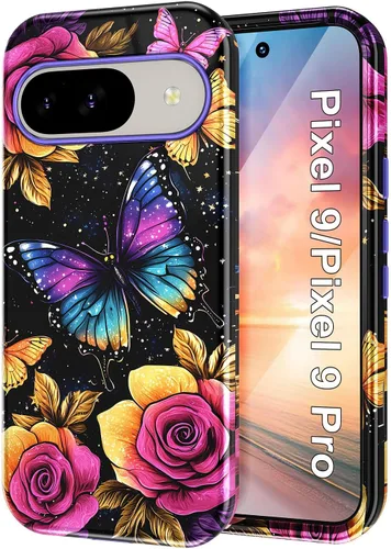 Vista 36 de Btscase Funda para Google Pixel 9 Pro 2024 [grado militar a prueba de golpes] elegante patrón de mármol delgado protector 3 capas de policarbonato