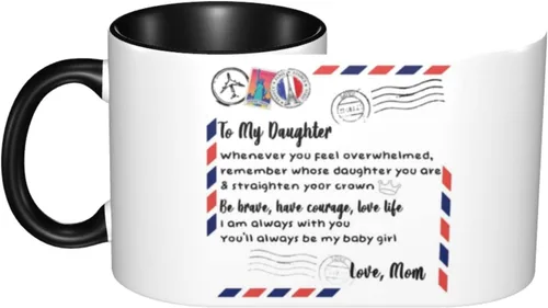 Vista 2 de Taza de café con letra de mamá a hija, tazas de té, tazas de café, tazas de café de cerámica para mujeres, hombres, oficina, hogar, regalo del día
