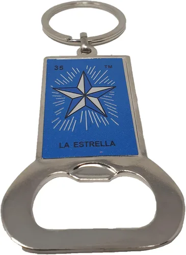 Vista 2 de Arimex Llavero con diseño de personajes de lotería mexicana en uno. Perfecto para esa estrella en la familia. Llavero abrebotellas es un gran regalo