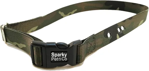 Vista 8 de Sparky Pet Co Perro cerca E collar receptor resistente Nylon 1" 3 agujeros consecutivos correa para todos los sistemas de collar e marrón