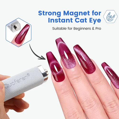 Vista 4 de Quaferen Mini luz UV de mano para uñas de gel con soporte, lámpara de uñas recargable de curación flash con sensor automático, imán de ojo de gato