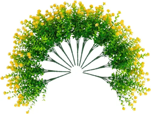 Vista 10 de Nearly Natural Mini rosa artificial resistente a los rayos UV de 13 pulgadas (interior/exterior) - Juego de 12 Naranja