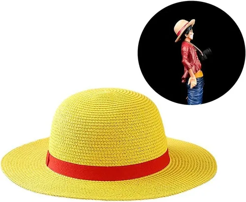 Vista 2 de Dan&Dre Luffy Sombrero de paja para hombres y mujeres, multifuncional, cosplay, playa, anime, caricatura, personaje de dibujos animados, sombrero