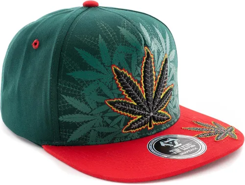 Vista 3 de Gorra de béisbol bordada con diseño de hojas de marihuana y cannabis
