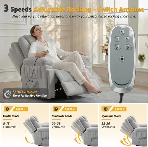 Vista 4 de Silla reclinable mecedora eléctrica automática con 3 velocidades