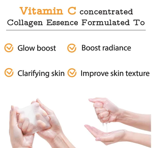 Vista 2 de MEAROSA DESIGN Mascarilla facial de esencia reafirmante de colágeno con vitamina C, máscara facial de belleza, mascarilla de hoja para el cuidado