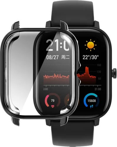 Vista 6 de TenCloud Carcasas compatibles con Amazfit GTS 3 Smartwatch hombres mujeres reloj caso TPU suave cubierta parachoques parachoques cubierta para Negro