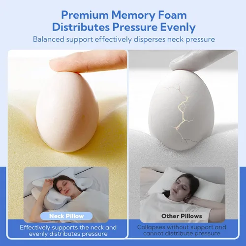 Vista 4 de Almohada cervical para aliviar el dolor de cuello – Almohada ergonómica de espuma viscoelástica, almohada refrescante para dormir de lado