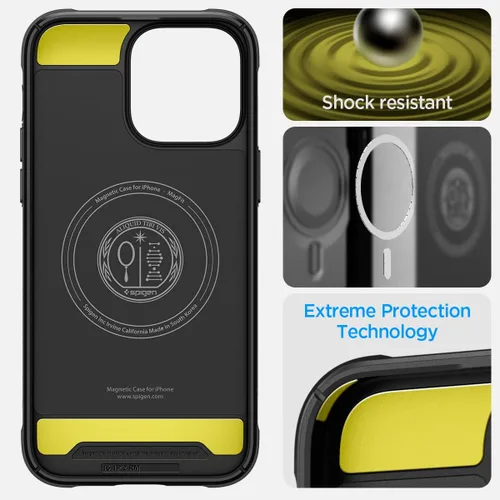 Vista 4 de Spigen Rugged Armor MagFit - Funda diseñada para iPhone 14 Pro Max (2022) [protección de grado militar] compatible con MagFit, color negro mate