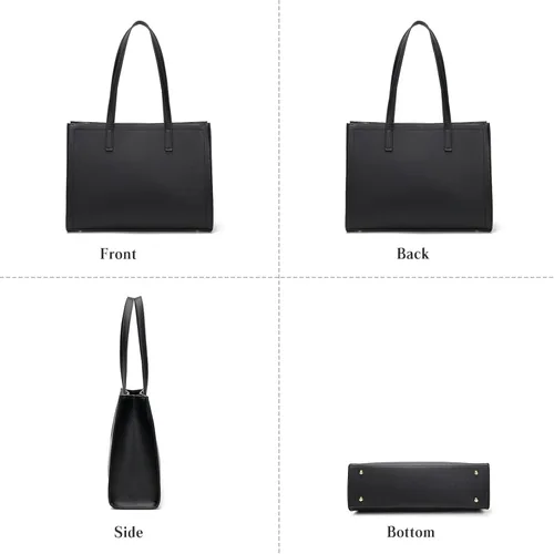 Vista 6 de FANDARE Bolso grande para laptop para mujer, bolso de hombro impermeable de piel sintética para oficina, trabajo, negocios
