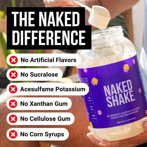Vista 2 de NAKED Shake - Proteína en Polvo Sabor Muffin de Arándanos - Proteína a Base de Plantas con Sabor de Granjas de EE.UU. y Canadá con Aceite MCT, Sin