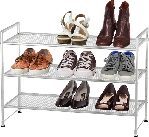 Vista 12 de Simple Houseware - Zapatero apilable de 3 niveles, superficie en rejilla, color negro