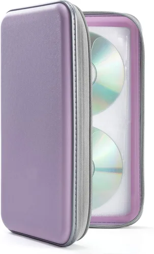 Vista 16 de UENTIP Funda para CD, capacidad para 96 CD, de plástico duro, cartera protectora para CD/DVD, para coche, hogar, viajes (96, negro) CD DVD