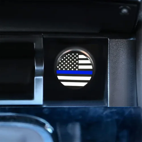 Vista 6 de Cubierta de enchufe para encendedor de cigarrillos, aluminio con bandera estadounidense, decoración interior del automóvil, a prueba de polvo