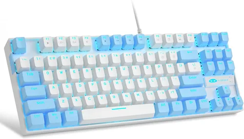 Vista 12 de MageGee - Teclado mecánico para juegos 75%, con interruptor rojo, retroiluminación LED azul, 87 teclas, teclado compacto TKL con cable