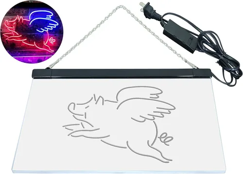 Vista 8 de ADVPRO Flying Pig St6s32-i3110-br - Letrero de neón LED de doble color, azul y rojo, 12 x 8.5 pulgadas
