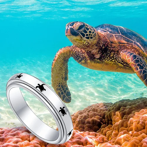 Vista 4 de Anillo giratorio de plata de ley S925 para aliviar la ansiedad y la preocupación, anillo inspirador para aliviar el aburrimiento y el autismo
