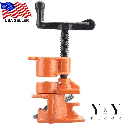 Vista 5 de Y&Y Decor Paquete de 4 abrazaderas de tubo de 3/4 pulgadas para pegar madera, hierro fundido resistente, herramientas profesionales para carpintería