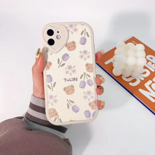 Vista 3 de Lovmooful Funda para iPhone 11 con diseño de oso lindo floral con lentes de Flor de Oso2