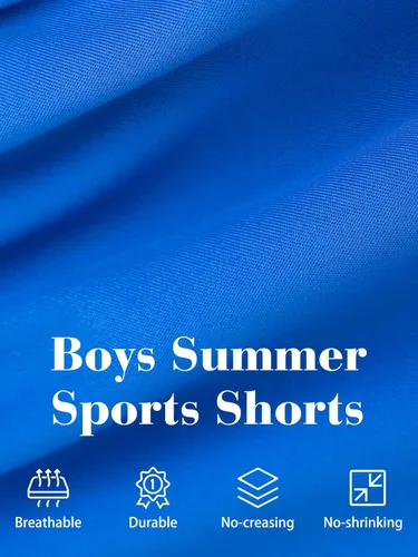 Vista 2 de Resinta Paquete de 4 pantalones cortos para niños pequeños, cintura elástica, pantalones cortos atléticos de baloncesto, fútbol, verano, sin