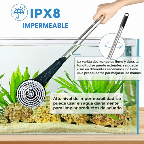 Vista 4 de hygger IPX8 - Cepillos eléctricos de limpieza de acuarios, kit de herramientas de limpieza recargables con 6 cabezales de cepillo de giro