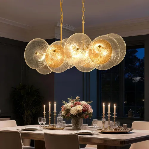 Vista 10 de LIGHTDAMY Candelabros de cristal negro para lámparas de comedor sobre la mesa Iluminación de isla de cocina de 8 luces con cubierta de vidrio