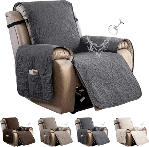 Vista 31 de Funda reclinable 100% impermeable para sofá biplaza, 4 piezas divididas para sofá reclinable de 2 asientos, funda de sofá reclinable antideslizante