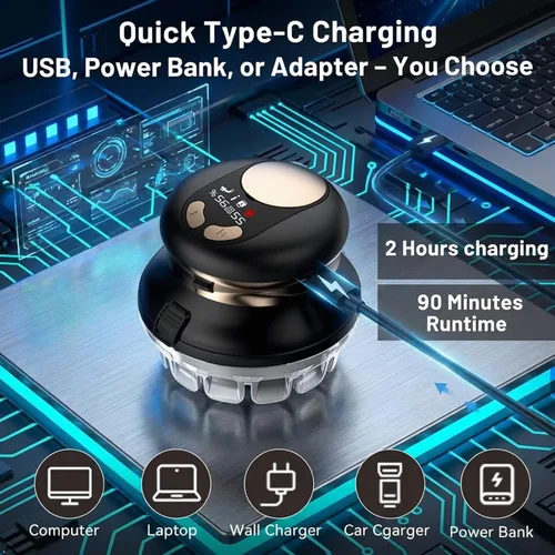 Vista 4 de Kit de corte de pelo automático para hombres, cortadora de pelo circular automática recargable por USB, con recortadora, kit de aseo eléctrico