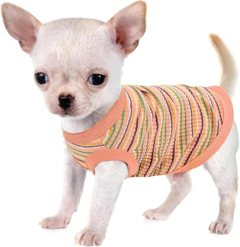 Vista 15 de Eleva la Comodidad y la Moda de tu Mascota: Chaleco de Camisa para Perros de Algodón 100% Acanalado Premium para Razas Pequeñas como Chihuahuas