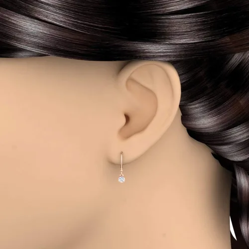 Vista 3 de Aretes colgantes de diamante de 12 a 34 quilates en oro de 14 quilates, con certificación IGI