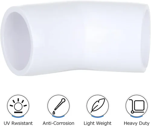 Vista 3 de DAJAVE Paquete de 30 accesorios de tubería de PVC de 1/2 pulgada y 45 grados, codo de PVC de ángulo recto de 2 vías, conectores de montaje