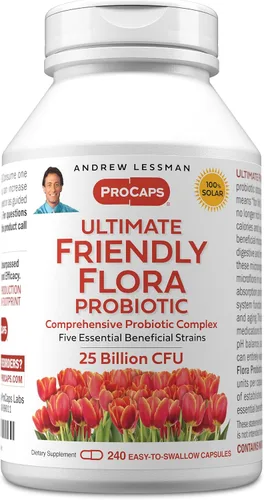 Vista 8 de ANDREW LESSMAN Ultimate Friendly Flora Probiotic 30 cápsulas – 25 mil millones de UFC, mezcla completa de cinco cepas probióticas, potente apoyo