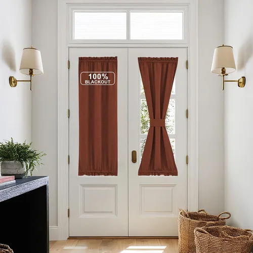 Vista 11 de NICETOWN Cortinas de Lino para Puerta Lateral - Cortinas Opacas con Aislamiento Térmico para Puerta Delantera Francesa para Sombra Pequeña