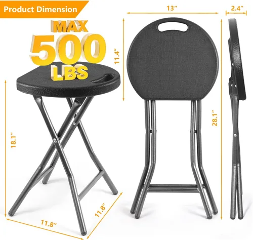 Vista 3 de 5Rcom Taburetes Plegables, Paquete de 1 Taburetes Portátiles con Asa, Taburete Plegable para Adultos con Patas de Marco de Acero Resistente