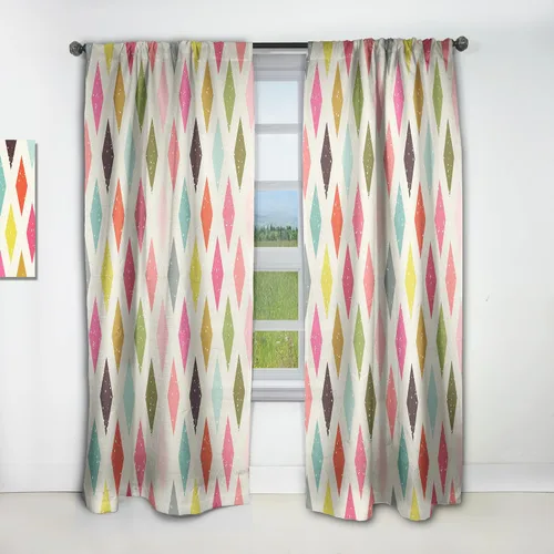 Vista 9 de DesignQ Cortinas opacas con patrón circular pastel retro II para dormitorio, cortinas para sala de estar, cortinas con aislamiento térmico, panel