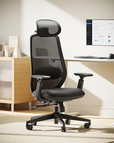 Vista 10 de ProtoArc EC200 Silla ergonómica de oficina con profundidad de asiento Soporte lumbar, respaldo alto, silla de escritorio de malla, oficina en casa