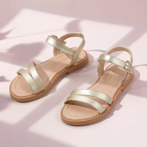 Vista 4 de PANDANINJIA Mona - Sandalias planas para niñas pequeñas y pequeñas para niños, bonitas sandalias de vestir con punta abierta, zapatos de verano