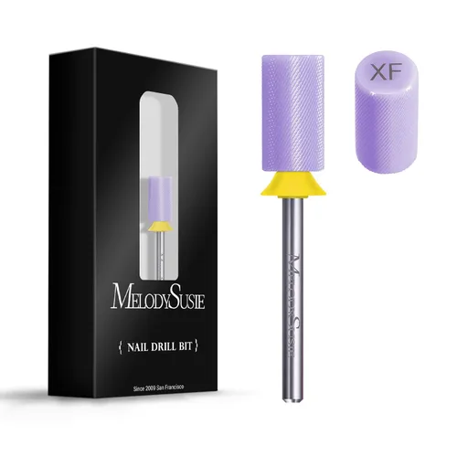 Vista 11 de MelodySusie Brocas de cerámica para uñas, 3/32 pulgadas, chaflán superior plana, puntas de barril grandes, eliminación rápida de acrílico o gel Rosa