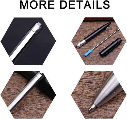 Vista 6 de Amlion Bolígrafos grabados personalizados, bolígrafos personalizados, regalos personalizados para hombres y mujeres, acción de giro, color negro