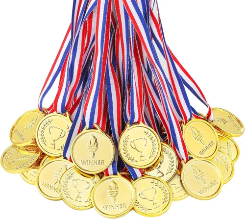 Vista 10 de Caydo Gold Medals for Kids, Plastic Medals for Awards Winner Award Medals for Children's Game Prizes, School Sports Games, Competitions, Family