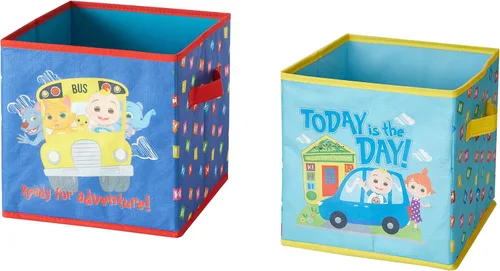 Vista 13 de Idea Nuova Baby Shark - Cubitos de almacenamiento plegables, juego de 2, 10 x 10 pulgadas, color azul y amarillo