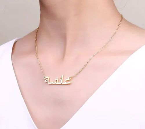 Vista 6 de Handmade Arabic Name Necklace Personalized, Stainless Steel, Custom Thick Necklaces with Any Name, Customized Dainty Necklace Jewelry Gift