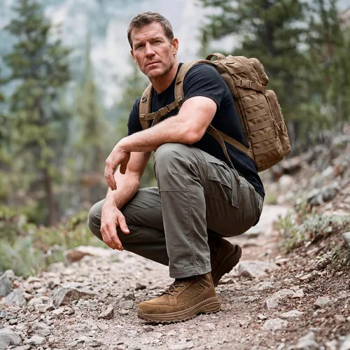 Vista 2 de NORTIV 8 Botas de combate tácticas ligeras para hombre Coyote