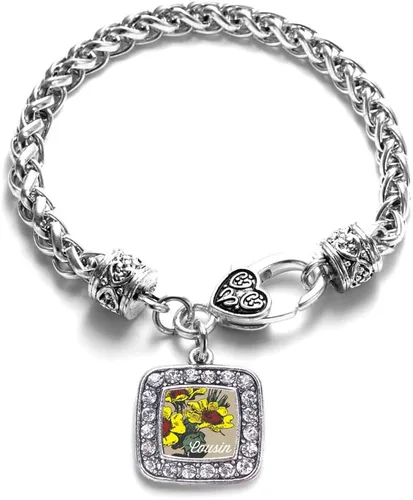 Vista 109 de Pulsera de dijes cuadrados de plata con joyería de circonita cúbica