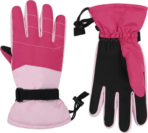Vista 2 de American Trends Guantes de nieve para niños, guantes de invierno impermeables, guantes de esquí para niños y niñas, clima frío, guantes de snowboard